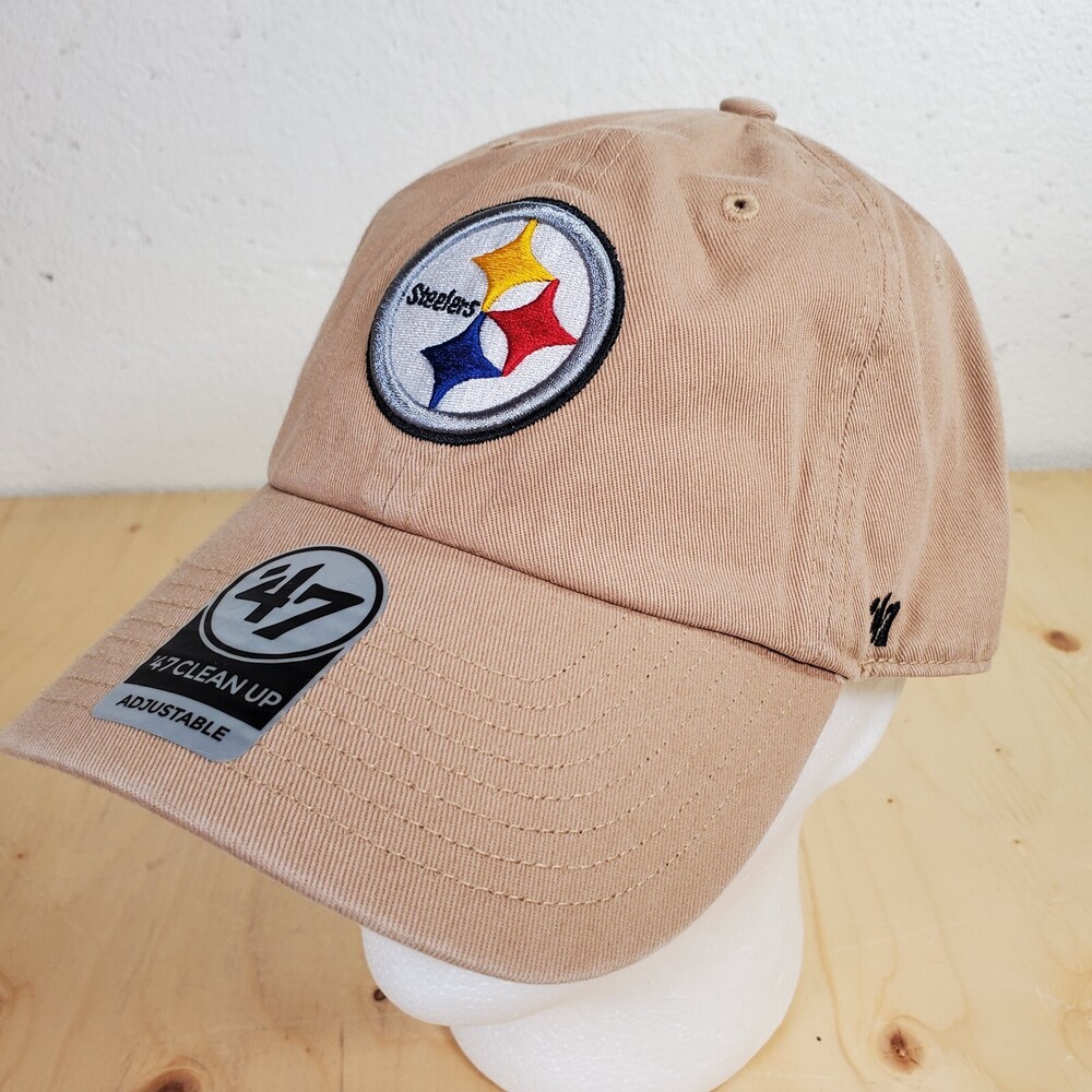 Pittsburgh Steelers Cap '47 Brand Clean Up Khaki Strapback Dad Hat NFL Football